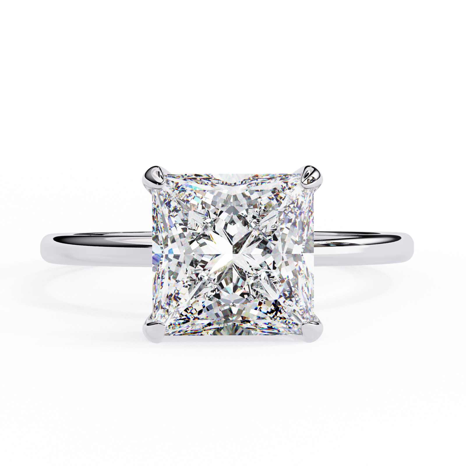 Princess-Cut Diamond Solitaire Engagement Ring with Classic Prong Setting